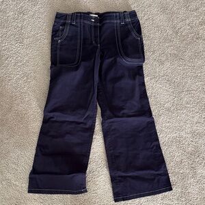 LOFT Navy Wide-Leg Jeans with Contrast Stitching